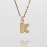 Icy Bubble Initial Necklace – 18K Gold-Plated CZ Charm | Huna Jewelry