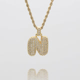 Icy Bubble Initial Necklace – 18K Gold-Plated CZ Charm | Huna Jewelry