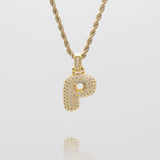 Icy Bubble Initial Necklace – 18K Gold-Plated CZ Charm | Huna Jewelry