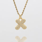 Icy Bubble Initial Necklace – 18K Gold-Plated CZ Charm | Huna Jewelry