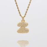 Icy Bubble Initial Necklace – 18K Gold-Plated CZ Charm | Huna Jewelry