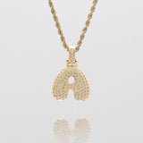 Icy Bubble Initial Necklace – 18K Gold-Plated CZ Charm | Huna Jewelry