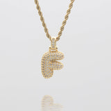 Icy Bubble Initial Necklace – 18K Gold-Plated CZ Charm | Huna Jewelry