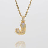 Icy Bubble Initial Necklace – 18K Gold-Plated CZ Charm | Huna Jewelry