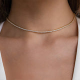 Round Zirconia Tennis Necklace – 18K Gold-Plated Elegant Jewelry | Huna Jewelry